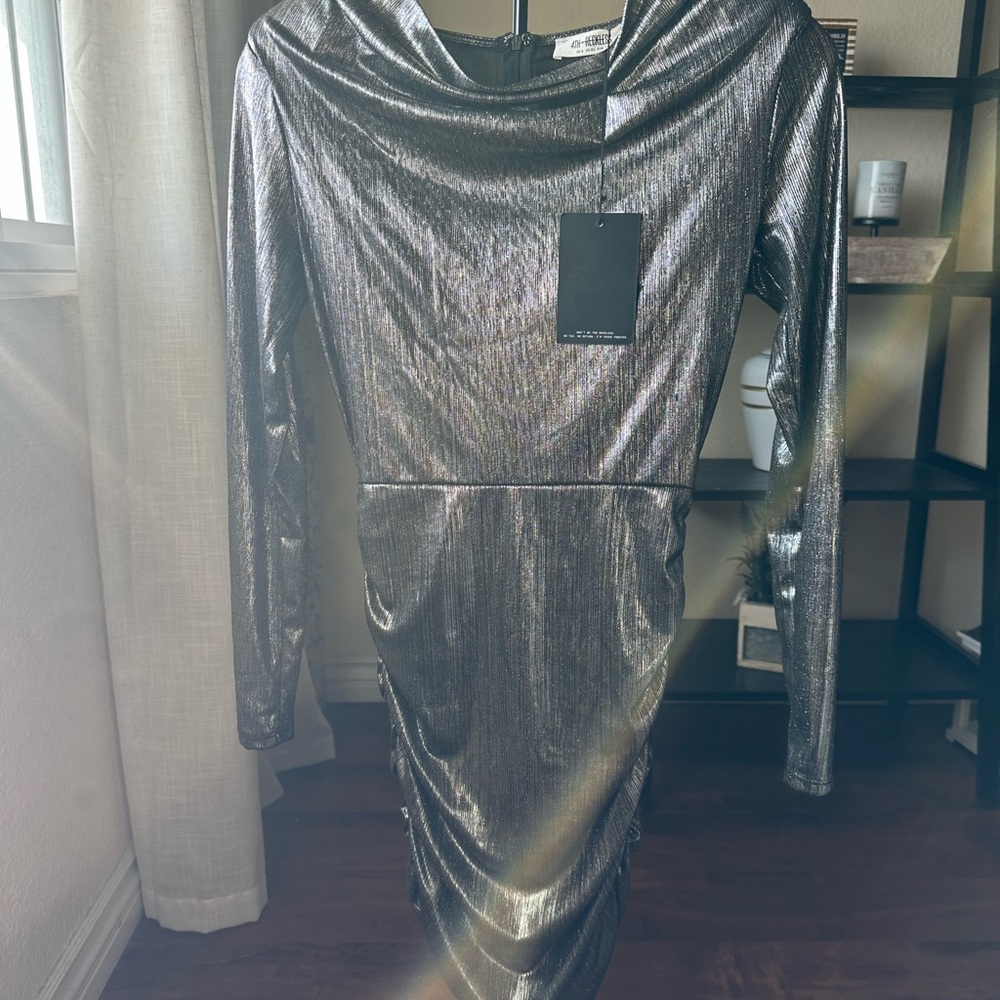 4th + Reckless Silver Long Sleeve Dress